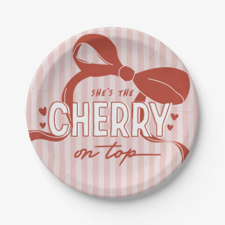 Prato De Papel Primeiro aniversario Cherry First Coquette Girls