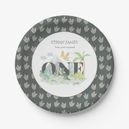Prato De Papel Primeiro aniversario Cótulo de Cama do Dinossauro