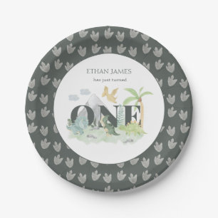 Prato De Papel Primeiro aniversario Cótulo de Cama do Dinossauro