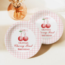 Primeiro aniversário da Cherry Pink Arco Gingham