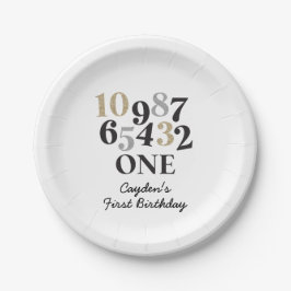 Prato De Papel Primeiro Aniversário da Contagem de vésperas de an
