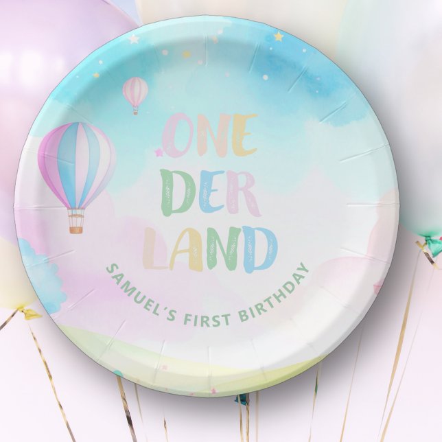 Prato De Papel Primeiro aniversario de aquarela doce pastel onede (Criador carregado)