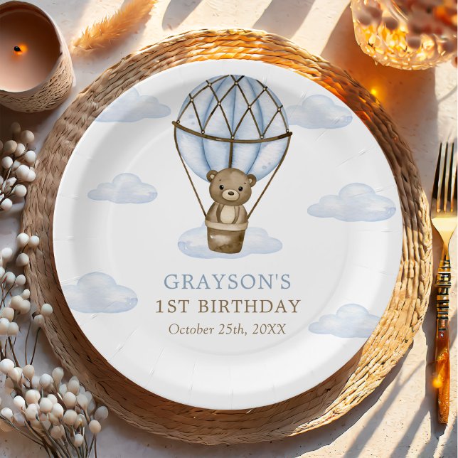 Prato De Papel Primeiro aniversario de Balões de Ar Quente do Blu (Criador carregado)
