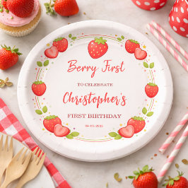 Prato De Papel Primeiro Aniversário de Berry | Primeiro Aniversár