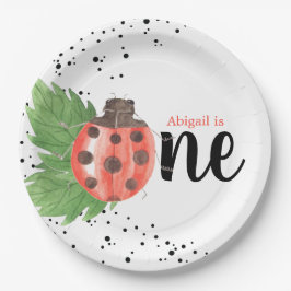 Prato De Papel primeiro aniversario de Bolinhas Ladybug de Cores 