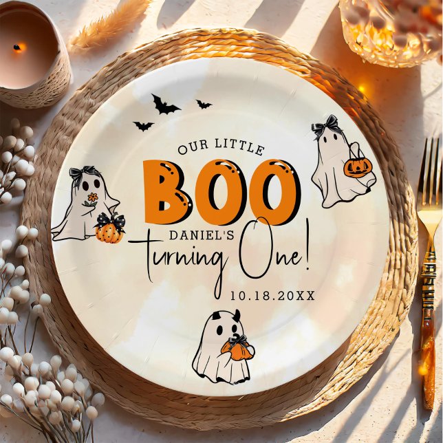 Prato De Papel Primeiro aniversario de Boo Halloween (Criador carregado)