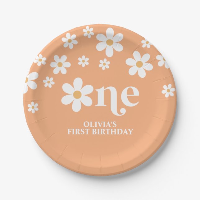 Prato De Papel Primeiro aniversario de damasqueiro floral (Frente)