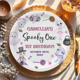 Prato De Papel Primeiro aniversario de Dia das Bruxas de Spooky O