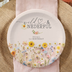 Prato De Papel Primeiro aniversario de flor selvagem