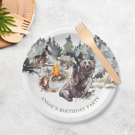 Prato De Papel Primeiro aniversario de Garoto Russo da Floresta E