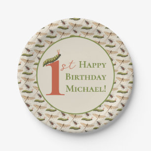 Prato De Papel Primeiro aniversario de Nome Personalizado do Inse