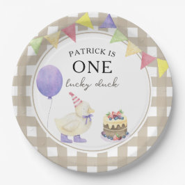 Prato De Papel Primeiro aniversario de Pato de Aquarela