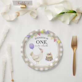 Prato De Papel Primeiro aniversario de Pintinho de Aquarela