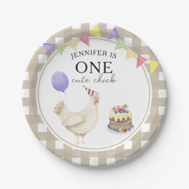 Prato De Papel Primeiro aniversario de Pintinho de Aquarela