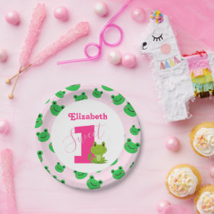 Prato De Papel primeiro aniversario de sapo, bebê alimenta papel