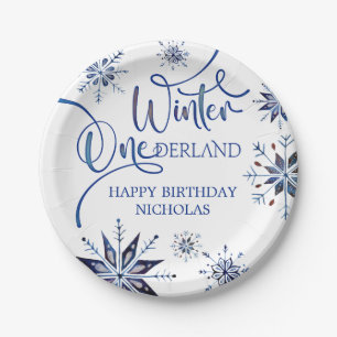 Prato De Papel Primeiro aniversario de Winter Onederland
