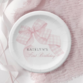 Prato De Papel Primeiro Aniversário do Arco Rosa