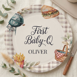 Prato De Papel Primeiro Aniversário do Bebê Q Churrasco Menino Xa