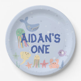 Prato De Papel Primeiro Aniversário do Mundo Submarino