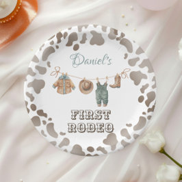 Prato De Papel Primeiro aniversário do Rodeo Cowboy Clothes Boy