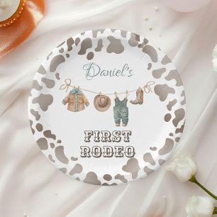 Prato De Papel Primeiro aniversário do Rodeo Cowboy Clothes Boy