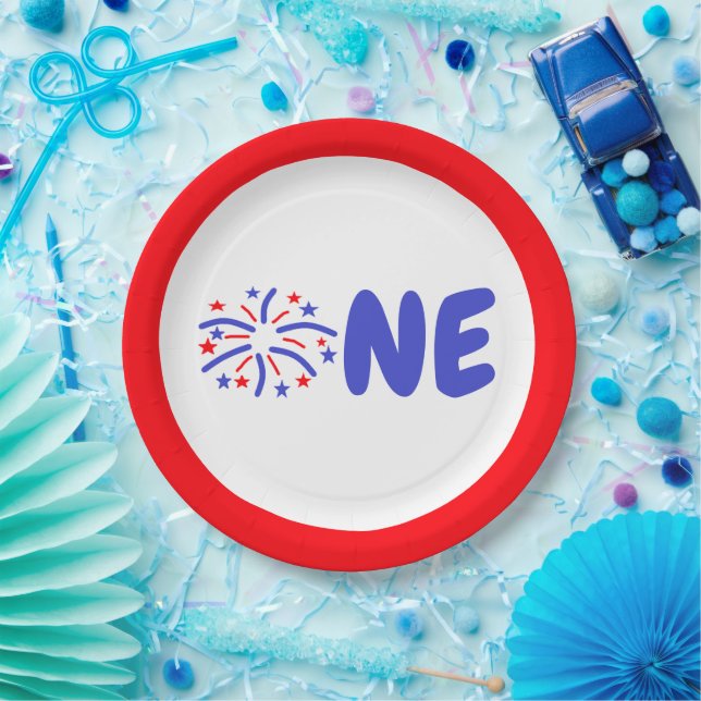 Prato De Papel Primeiro aniversario Firework (Festa)