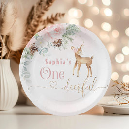 Prato De Papel Primeiro aniversário inverno Um veado de aniversár