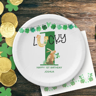 Prato De Papel Primeiro Aniversário, Lucky One, Partido Tema Irl
