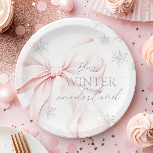 Prato De Papel Primeiro aniversario Rosa de Onederland Silver Gli