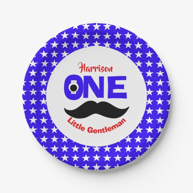 Prato De Papel primeiro aniversario Um Pequeno Cavalheiro Persona (Frente)