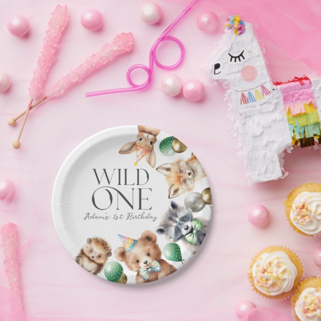 Prato De Papel Primeiro aniversario Wild One Woodland (Festa)