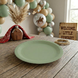 Prato De Papel Primeiro Rodeio e Chá de Bebê Menino
