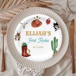 Prato De Papel Primeiro Rodeo Cowboy Wild West Birthday