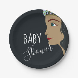 Prato De Papel Princesa Chá de fraldas Azul