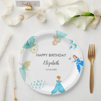 Prato De Papel Princesa Cinderella - Decoração da Festa de aniver