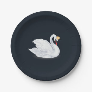 Prato De Papel Princesa Cisne, Preta e Branca