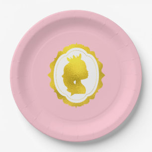 Prato De Papel Princesa cor-de-rosa Cameo Aniversário