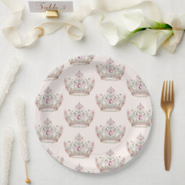Prato De Papel Princesa Dourada rosa Fairytalt Aniversário