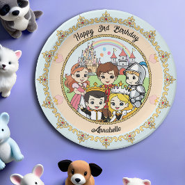 Prato De Papel Princesa e Príncipe Fairytale Castelo Cute Cartoon