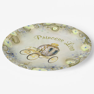 Prato De Papel Princesa Encantada Floral Amarela Personalizada