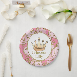 Prato De Papel Princesa Festa de aniversário Personalizada