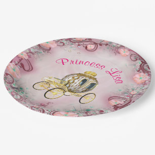 Prato De Papel Princesa Floral Personalizada Encantada