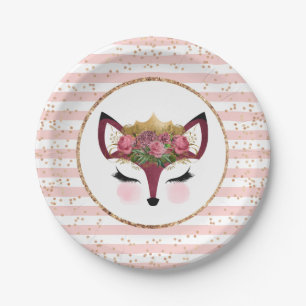 Prato De Papel Princesa Raposa Blush & Gold
