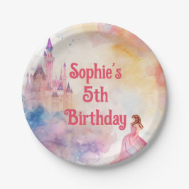 Prato De Papel Princesa Rosa Fairytale Aniversário