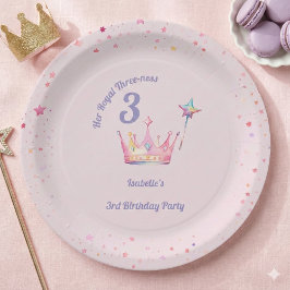Prato De Papel Princess Crown 3rd Birthday Royal Threeness