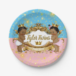 Prato De Papel Príncipe Africano/Princesa Rosa/Azul e Faíscas Dou