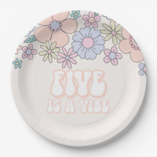 Prato De Papel Pró-pastel Floral Cinco é um aniversário de Vib