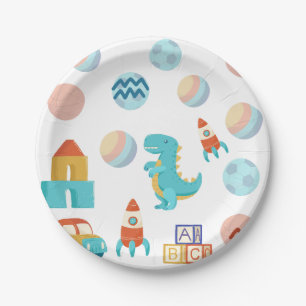 Prato De Papel 🦕 Product: Dinosaur Birthday Party Paper Plate
