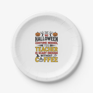 Prato De Papel Professor de Halloween Sem Roupa Necessária Café E