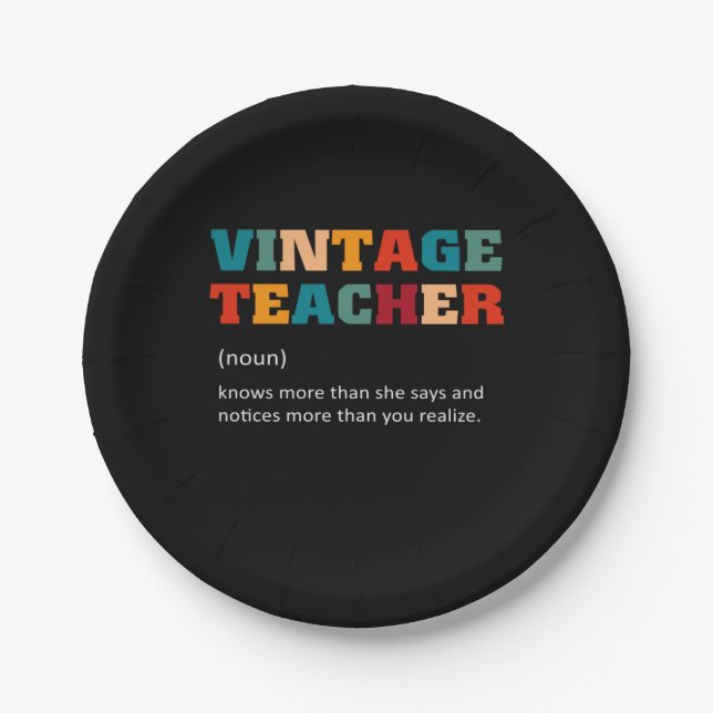 Prato De Papel Professora Gift Vintage (Frente)